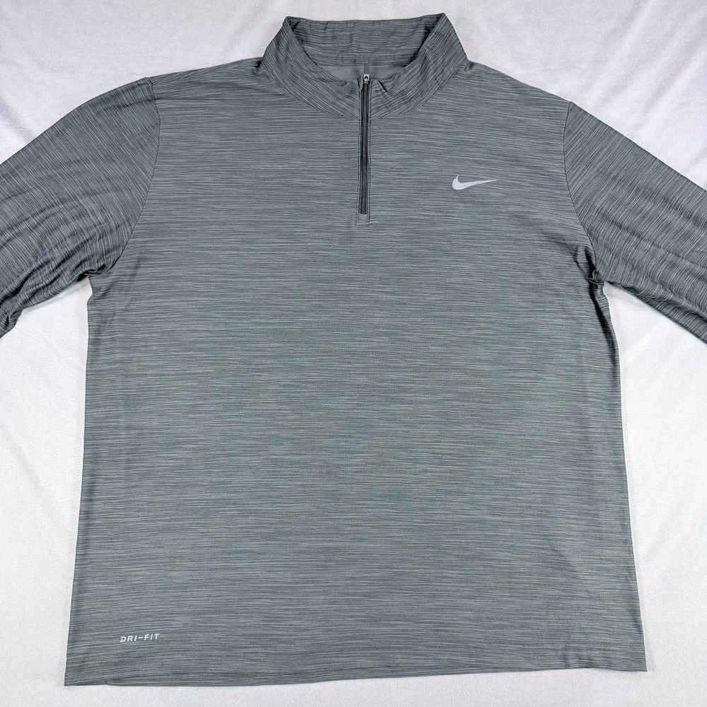Nike Mens XL Gray Polyester Dri-FIT 1/4 Zip Pullover Heathered Training Shirt